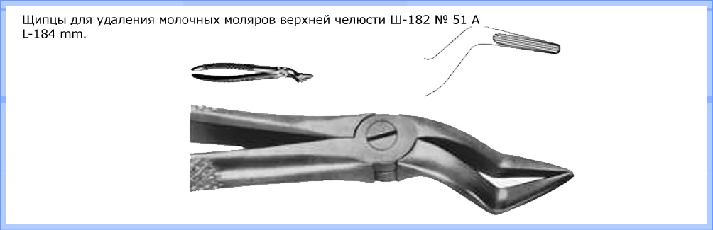 Щипцы для удаления молочных моляров верхней челюсти Щ-182 № 51 А