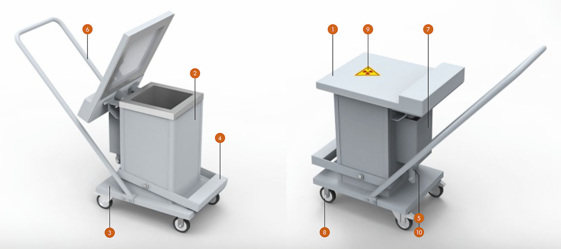 Контейнер защитный «TISSA-RP» для сбора и перемещения твердых радиоактивных отходов